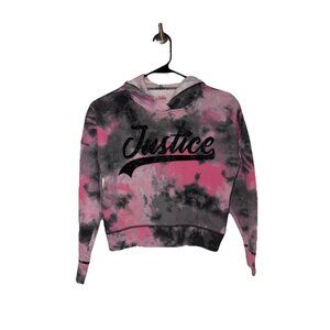 Justice Hoodie Tyedye Girls Size Small 7/8 Gray Pink